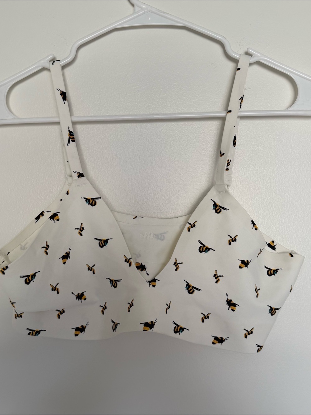 Parade White Bee Print V-Neck Bra